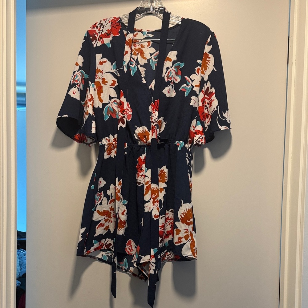 Floral Navy Romper